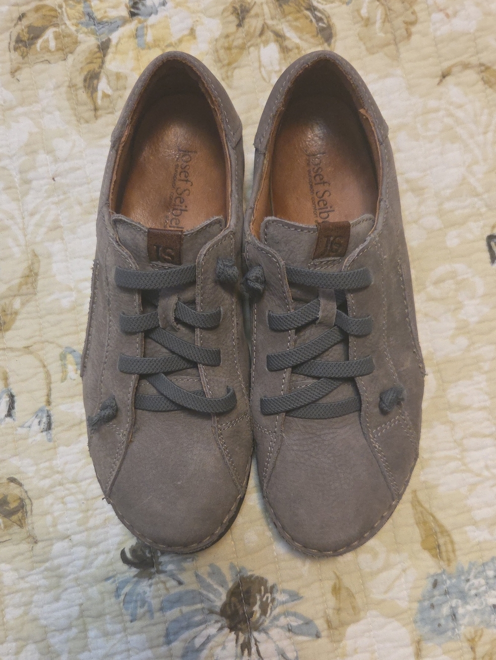 Josef Seibel Taupe Gray Suede Women's Casual Lace-Up Sneakers